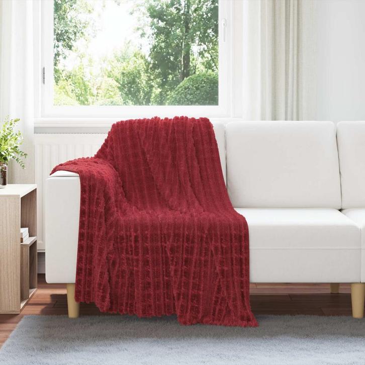 vidaXL Gooi Deken Bordeaux Rood 150 x 130 cm Fleece, Huis en Inrichting, Slaapkamer | Beddengoed, Rood, Nieuw, Verzenden