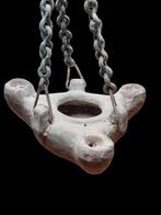 Oud-Romeins Terracotta, Extreem Rare Chain Olielamp - 181 mm