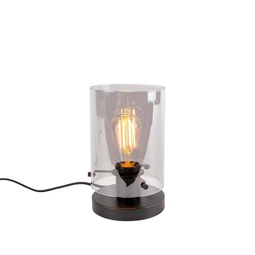 Design tafellamp zwart met smoke glas - Dome, Huis en Inrichting, Lampen | Tafellampen, Nieuw, Glas, Minder dan 50 cm