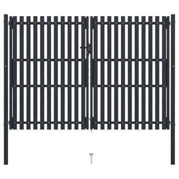 vidaXL Poort dubbel 306x200 cm staal antraciet beschikbaar voor biedingen