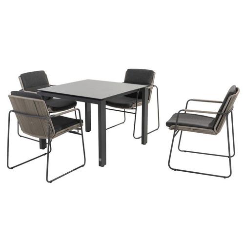 Goa Parma dining tuinset 95x95xH75 cm 5 delig HPL, Tuin en Terras, Tuinsets en Loungesets, Nieuw, Ophalen of Verzenden