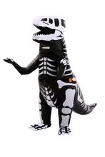 KIMU® Opblaas Kostuum T-Rex Zwart Wit Skelet Opblaasbaar Pak, Nieuw, Carnaval, Ophalen of Verzenden, Kleding