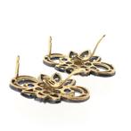 Goud/zilveren oorhangers met saffier en diamant; Ca. 0,51..., Sieraden, Tassen en Uiterlijk, Oorbellen, Gebruikt, Overige kleuren