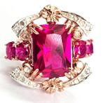 Zonder minimumprijs - Ring - 9 kt. Roségoud, Zilver Robijn -, Sieraden, Tassen en Uiterlijk, Ringen, Nieuw