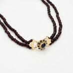 Halsketting - 14 karaat Geel goud - granaat, Nieuw