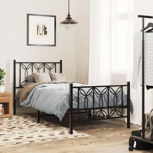 vidaXL Bedframe met hoofd- en voeteneinde metaal zwart, Huis en Inrichting, Slaapkamer | Bedden, Zwart, Nieuw, Metaal, Eenpersoons