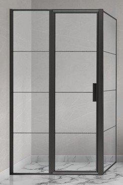 Douchedeur 90 x 200 cm zwart raster voor combinatie met beschikbaar voor biedingen