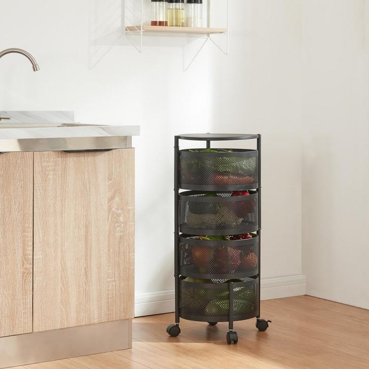 [en.casa] Keukentrolley Steigen met 4 manden rond staal 74,5, Huis en Inrichting, Keuken | Keukenbenodigdheden, Verzenden