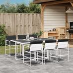 vidaXL 7-delige Tuinset met kussens textileen wit, Tuin en Terras, Tuinsets en Loungesets, Verzenden, Nieuw, Rvs, Tuinset