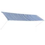 vidaXL Luifel uittrekbaar 400x150 cm blauw en wit, Tuin en Terras, Zonneschermen, Verzenden, Nieuw