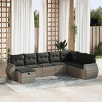 vidaXL 8-delige Loungeset met kussens poly rattan grijs, Nieuw, 8 zitplaatsen, Loungeset, Verzenden
