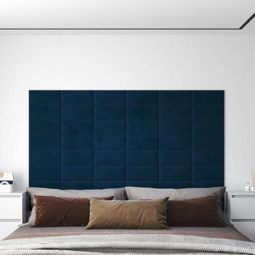 vidaXL Wandpanelen 12 st 0,54 m² 30x15 cm fluweel blauw, Doe-het-zelf en Verbouw, Platen en Panelen, Nieuw, Verzenden