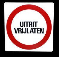 Kunststof aanduidingsbord uitrit vrijlaten, Doe-het-zelf en Verbouw, Hang- en Sluitwerk, Nieuw, Ophalen of Verzenden