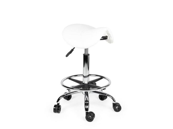 Kapperskruk Wit - Standaard Zithoogte met Voetsteun, Huis en Inrichting, Krukjes, In hoogte verstelbaar, Nieuw, Kunststof