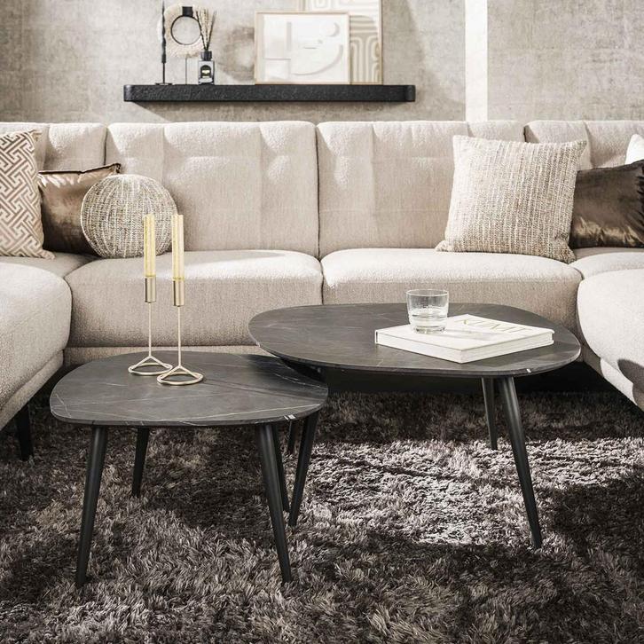 *WOONWINKEL* Salontafel Set Keramiek Look, Huis en Inrichting, Tafels | Salontafels, Nieuw, Verzenden