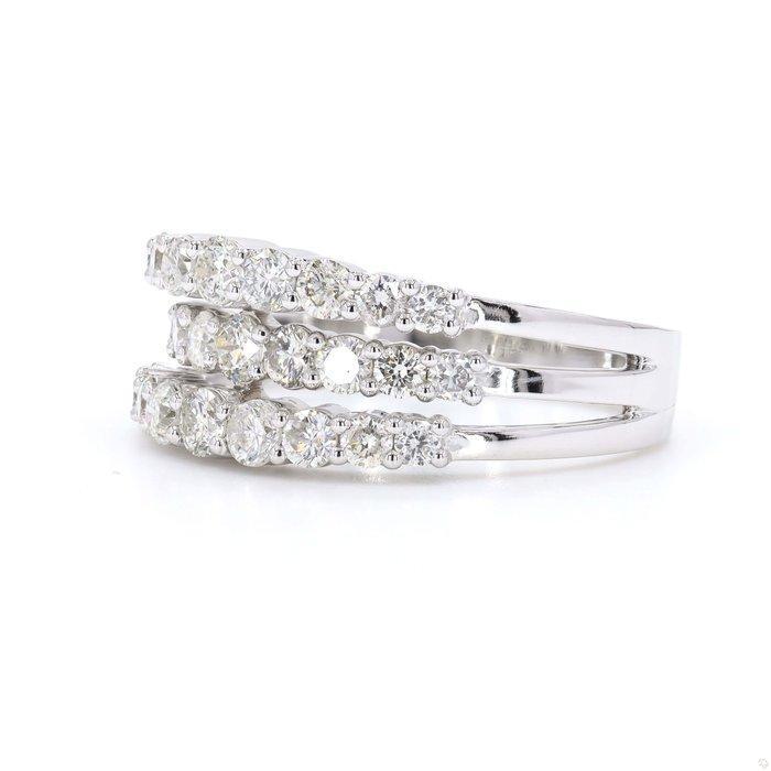 Statement ring - 14 karaat Witgoud - 1.08ct. tw. Diamant, Sieraden, Tassen en Uiterlijk, Antieke sieraden