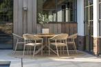 Sienna Prado dining tuinset 160 cm rond 7 delig zand teak, Tuin en Terras, Ophalen of Verzenden, Nieuw