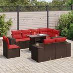vidaXL 9-delige Loungeset met kussens poly rattan acacia, Tuin en Terras, Tuinsets en Loungesets, Verzenden, Nieuw, Rotan, Loungeset