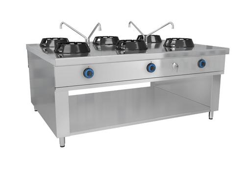 GGM Gastro | Gas wok fornuis - 84 kW - 6 kookzones - incl. 2, Witgoed en Apparatuur, Fornuizen, Inbouw, Nieuw, Verzenden