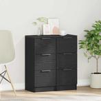 vidaXL Dressoirs 2 pcs Zwart eiken 30 x 30 x 70 cm Bewerkt, Huis en Inrichting, Kasten | Dressoirs, Verzenden, Nieuw, Overige houtsoorten