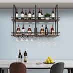 Wijnrek Hubro zwart en walnootkleurig 120x30x85 cm [en.casa], Huis en Inrichting, Woonaccessoires | Wijnrekken, Verzenden, Nieuw