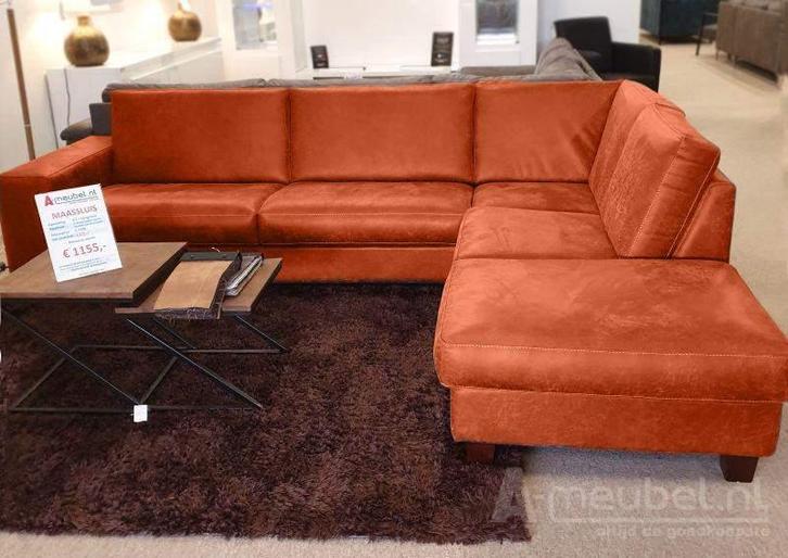 Hoekbank Maassluis - hoekbanken - Oranje, Huis en Inrichting, Banken | Sofa's en Chaises Longues, Nieuw, Stof