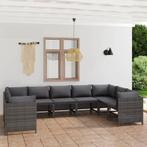 vidaXL 9-delige Loungeset met kussens poly rattan grijs, Tuin en Terras, Verzenden, Nieuw, Rotan, Loungeset
