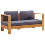 vidaXL Tuinbank met kussens 140 cm massief acaciahout grijs, Tuin en Terras, Tuinsets en Loungesets, Verzenden, Nieuw, Hardhout
