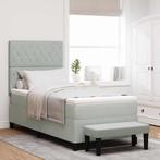 vidaXL Boxspring bed met matras Lichtgrijs 90 x 200 cm, Verzenden, Nieuw, Stof