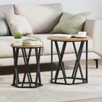 vidaXL Bijzettafels 2 stuks Artisan Eiken Geperst Hout, 50 tot 75 cm, Verzenden, Rond, Nieuw