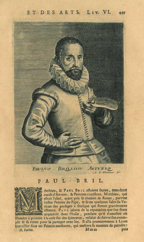 Portrait of Paul Bril, Antiek en Kunst, Kunst | Etsen en Gravures