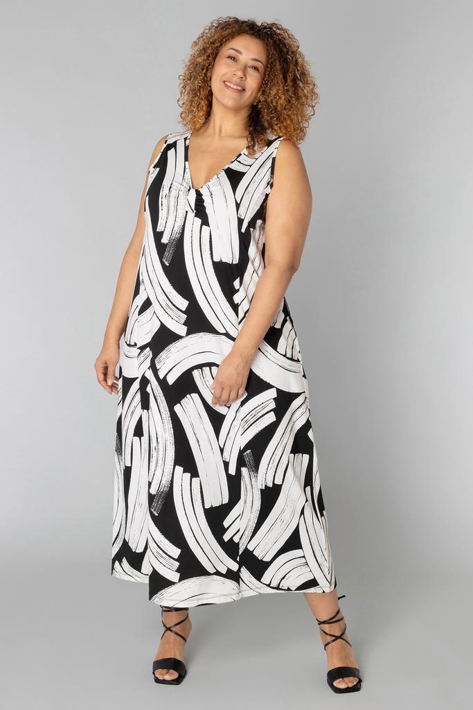 COLLETTA jurk travel zwart wit V ha Maat:, Kleding | Dames, Jurken, Overige kleuren, Nieuw, Verzenden