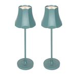 Set van 2 retro tafellampen mineraal blauw oplaadbaar IP44 -, Huis en Inrichting, Lampen | Tafellampen, Nieuw, Retro, Minder dan 50 cm