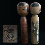 Set van 2 / Japanse vintage houten Kokeshi-pop (H:29cm) -