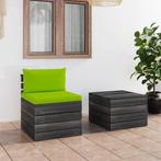 vidaXL 2-delige Loungeset met kussens pallet massief, Verzenden, Nieuw, 2 zitplaatsen, Loungeset