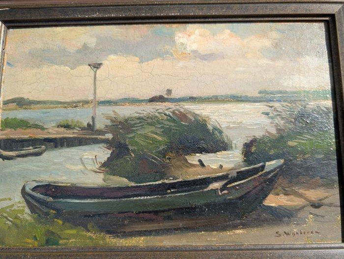 Steef Wijnhoven (1898-1969) - Sloep aan de Merwede, Antiek en Kunst, Kunst | Schilderijen | Klassiek