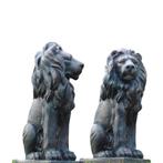 Set van leeuwen - blauw polystone - links en rechts kijkend, Ophalen of Verzenden, Nieuw