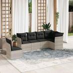 vidaXL 6-delige Loungeset met kussens poly rattan lichtgrijs, Verzenden, Nieuw, Rotan, Loungeset