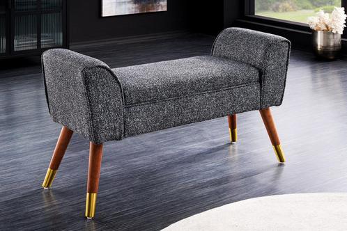 Bank SCARLETT 90cm bouclé antraciet in retrostijl - 44781, Huis en Inrichting, Banken | Bankstellen, Ophalen of Verzenden