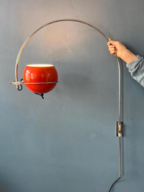 Orange Mid Century Space Age GEPO Eyeball Arc Wall Lamp, Huis en Inrichting, Lampen | Wandlampen, Nieuw, Ophalen of Verzenden