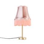Klassieke tafellamp messing met granny kap roze 30 cm -, Nieuw, Overige materialen, Klassiek / Antiek, 50 tot 75 cm