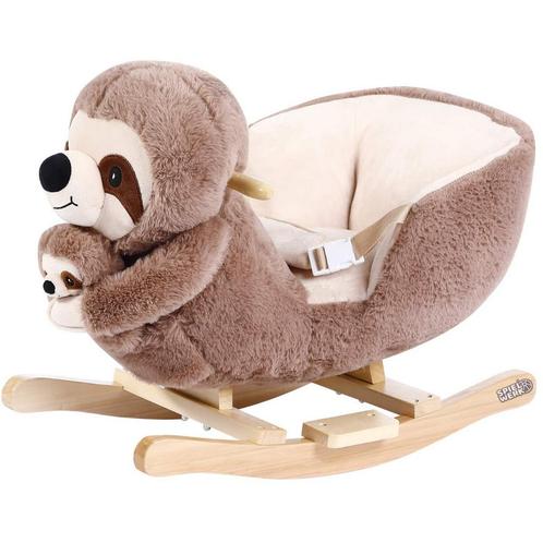 Schommeldier Luiaard Bruin met Veiligheidsriem en muziek, Kinderen en Baby's, Speelgoed | Hobbelfiguren, Nieuw, Verzenden