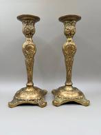Kaarsenhouder (2) - Messing - antieke messingkandelaar