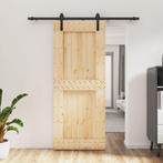 vidaXL Schuifdeur met beslag 85x210 cm massief grenenhout, Doe-het-zelf en Verbouw, Deuren en Horren, Verzenden, Nieuw