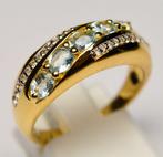 Zonder Minimumprijs - Ring 925 Zilver Aquamarijn - Diamant, Nieuw