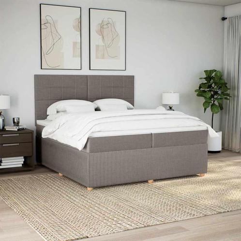 vidaXL Boxspring met matras stof taupe 200x200 cm, Huis en Inrichting, Slaapkamer | Bedden, Overige maten, 200 cm, Tweepersoons
