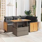 vidaXL 5-delige Loungeset met kussens poly rattan acacia, Tuin en Terras, Tuinsets en Loungesets, Verzenden, Nieuw, Rotan, Loungeset