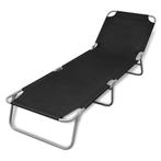 vidaXL Ligbed inklapbaar gepoedercoat staal zwart, Tuin en Terras, Ligbedden, Verzenden, Nieuw