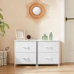 Nieuw Nachtkastje met 2 lades - Bruin, Zwart, Grijs of Wit, Huis en Inrichting, Tafels | Bijzettafels, Verzenden, Nieuw, Rechthoekig