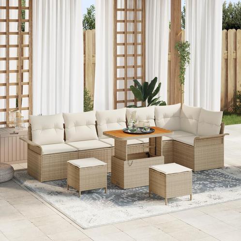 vidaXL 9-delige tuinsofaset met kussens in beige, gemaakt, Tuin en Terras, Tuinsets en Loungesets, Nieuw, Verzenden